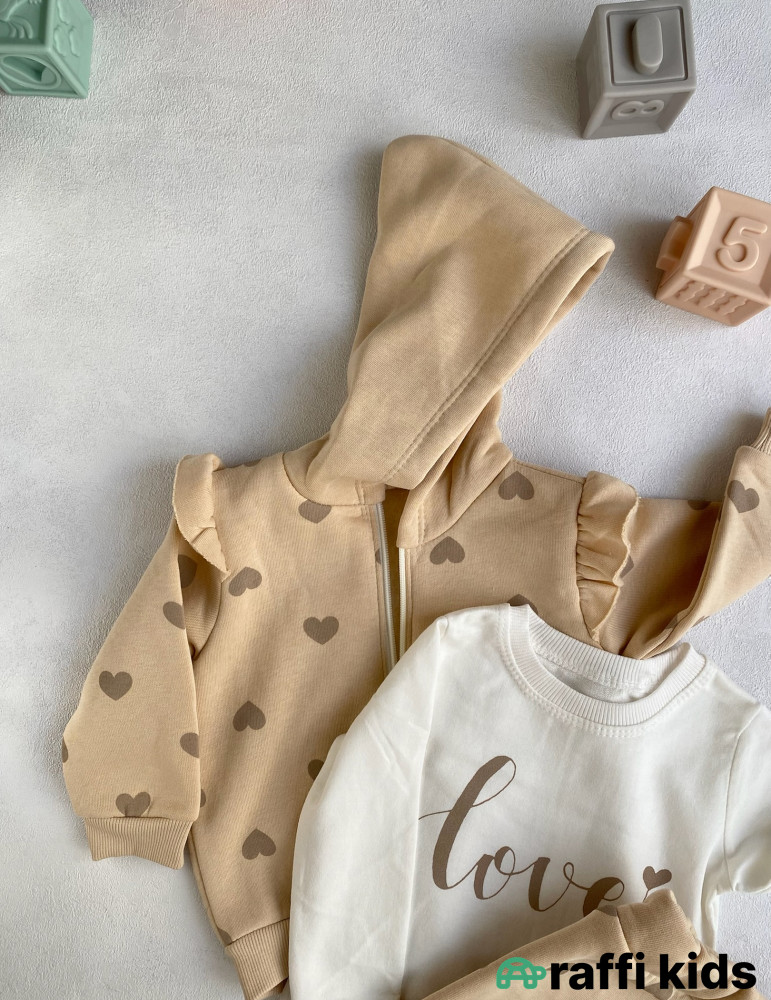 Love 3-lü dəst -Türkiyə istehsalı pambıq uşaq geyimi|Raffi Kids
