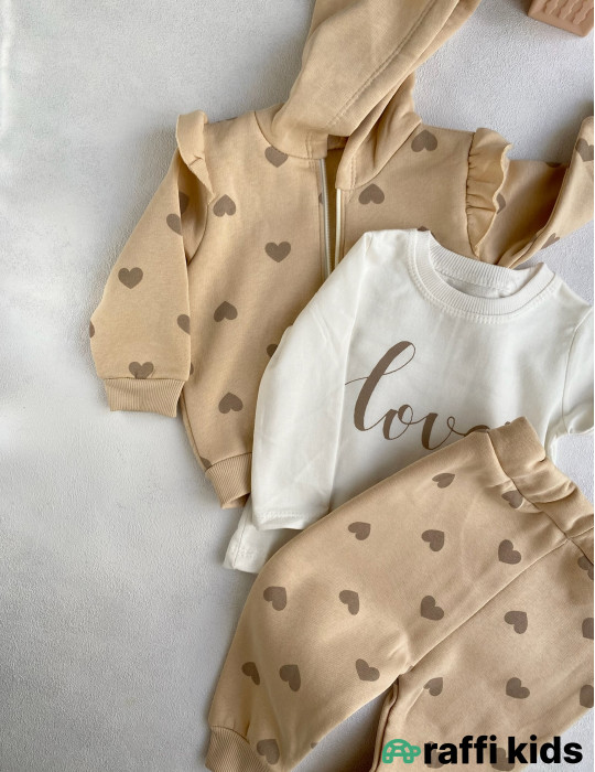Love 3-lü dəst -Türkiyə istehsalı pambıq uşaq geyimi|Raffi Kids