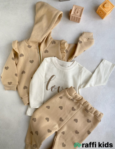 Love 3-lü dəst -Türkiyə istehsalı pambıq uşaq geyimi|Raffi Kids 2