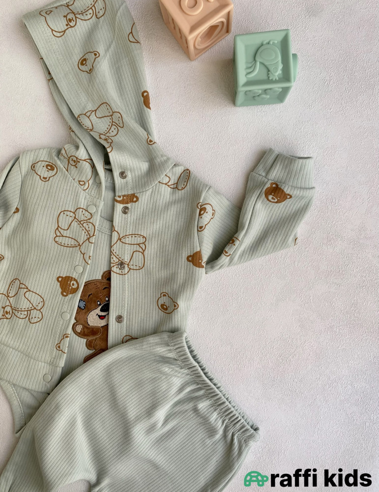 Balaca dost 3-lü dəst -Türkiyə istehsalı pambıq uşaq geyimi|Raffi Kids