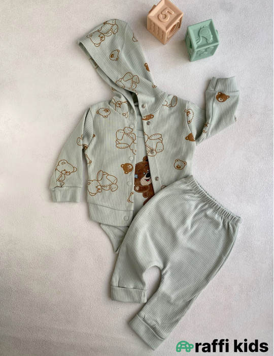 Balaca dost 3-lü dəst -Türkiyə istehsalı pambıq uşaq geyimi|Raffi Kids