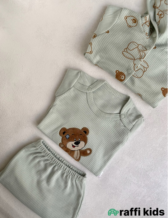Balaca dost 3-lü dəst -Türkiyə istehsalı pambıq uşaq geyimi|Raffi Kids