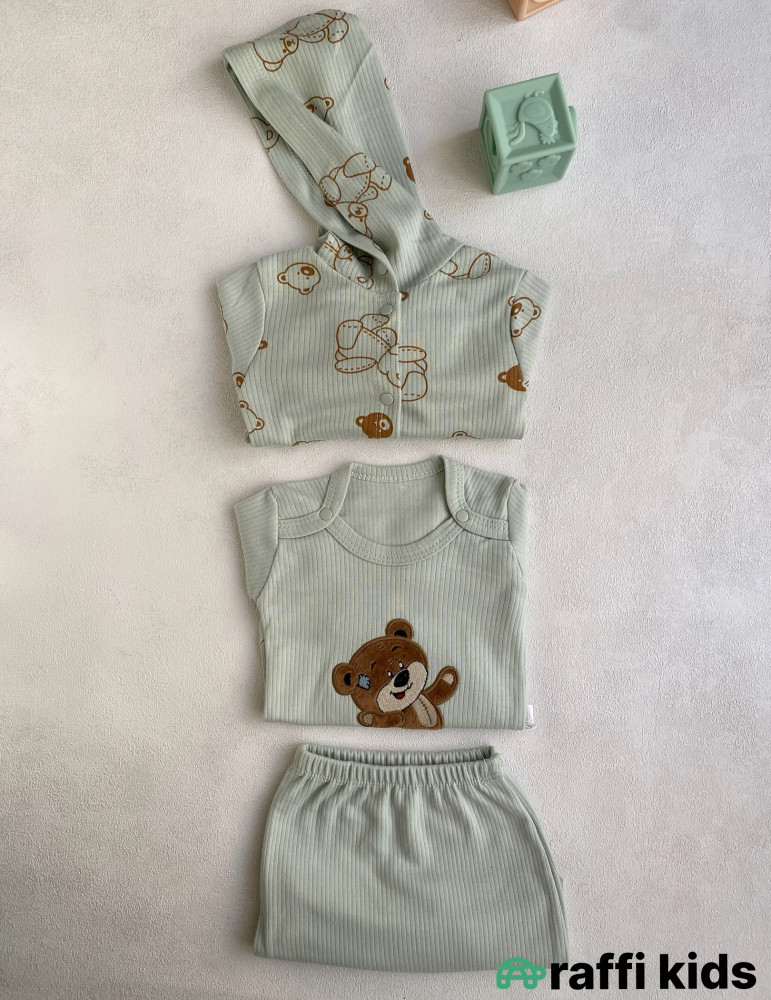 Balaca dost 3-lü dəst -Türkiyə istehsalı pambıq uşaq geyimi|Raffi Kids