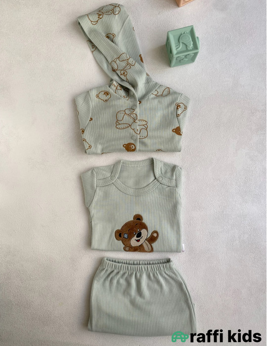 Balaca dost 3-lü dəst -Türkiyə istehsalı pambıq uşaq geyimi|Raffi Kids