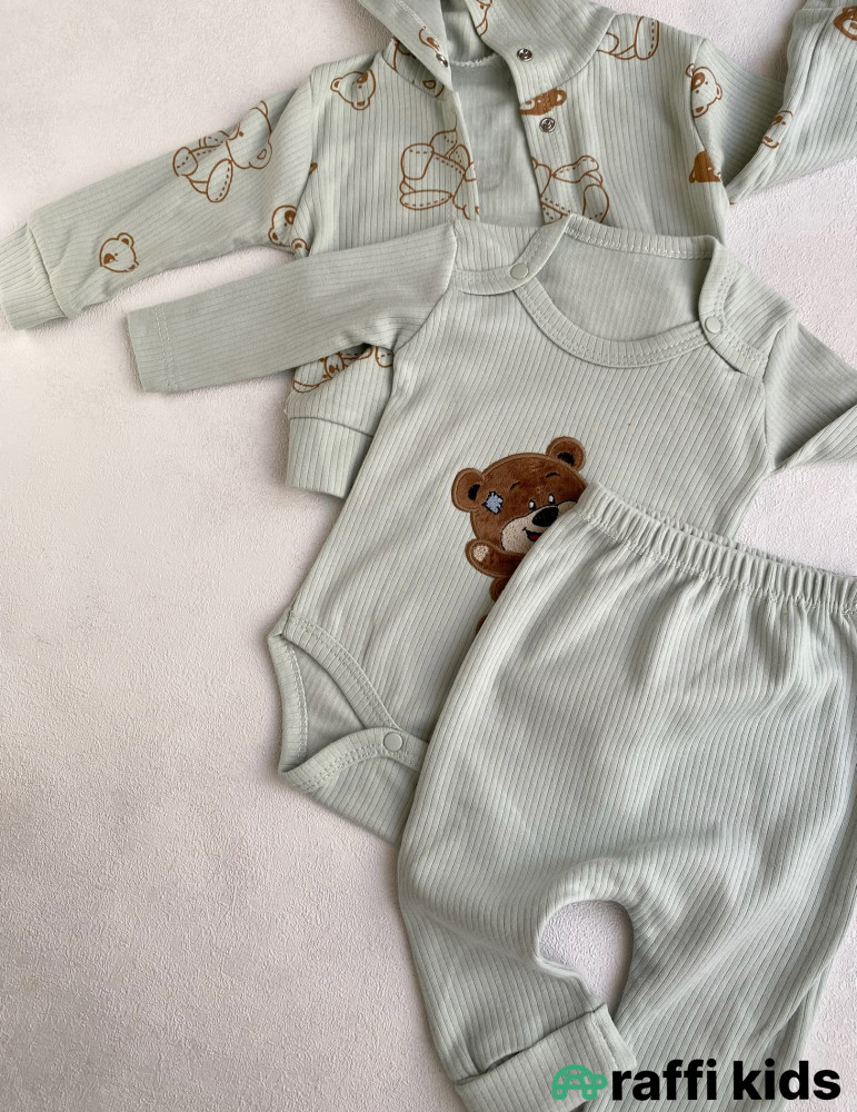 Balaca dost 3-lü dəst -Türkiyə istehsalı pambıq uşaq geyimi|Raffi Kids