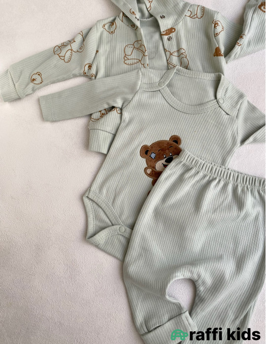 Balaca dost 3-lü dəst -Türkiyə istehsalı pambıq uşaq geyimi|Raffi Kids