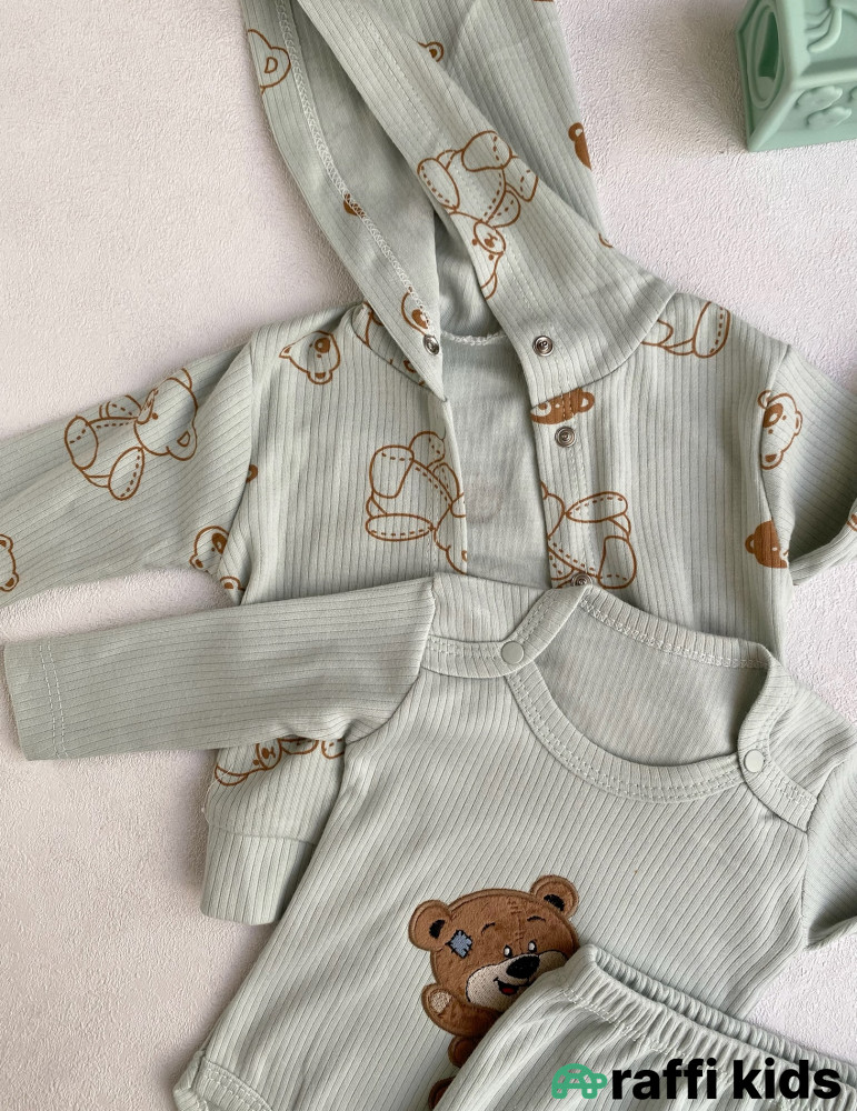 Balaca dost 3-lü dəst -Türkiyə istehsalı pambıq uşaq geyimi|Raffi Kids