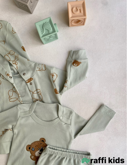 Balaca dost 3-lü dəst -Türkiyə istehsalı pambıq uşaq geyimi|Raffi Kids