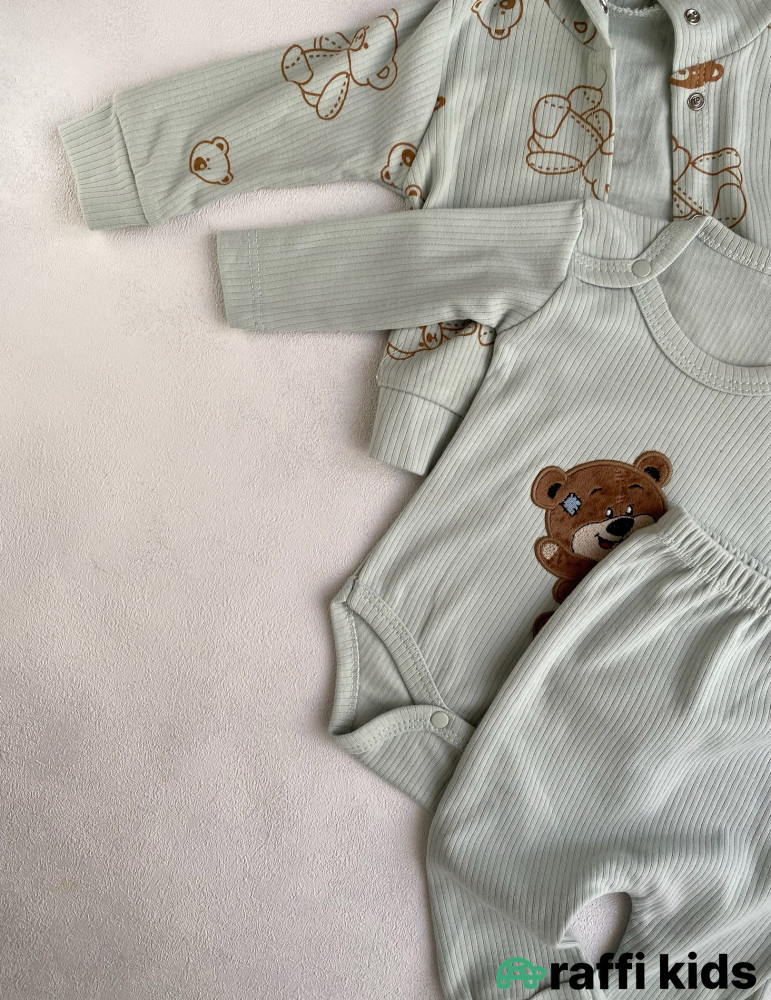 Balaca dost 3-lü dəst -Türkiyə istehsalı pambıq uşaq geyimi|Raffi Kids