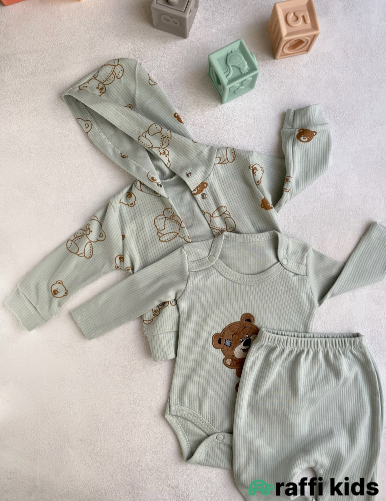 Balaca dost 3-lü dəst -Türkiyə istehsalı pambıq uşaq geyimi|Raffi Kids