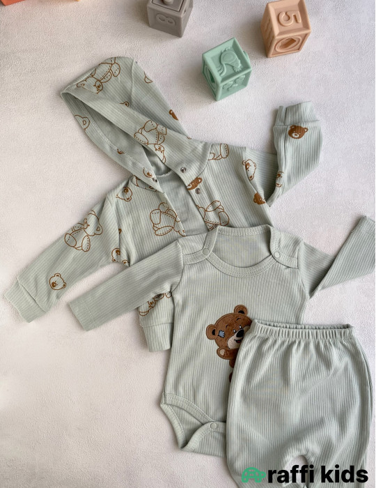 Balaca dost 3-lü dəst -Türkiyə istehsalı pambıq uşaq geyimi|Raffi Kids