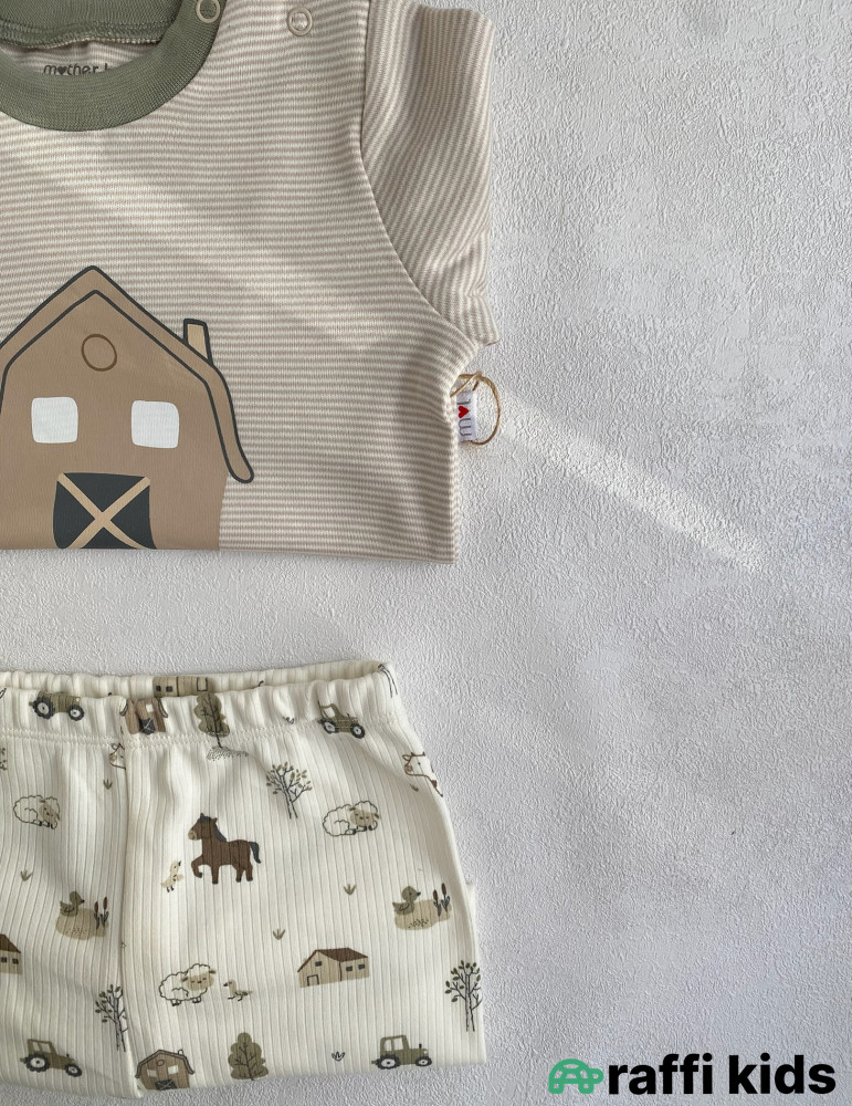 Təbiət ana 2-li dəst -Türkiyə istehsalı pambıq uşaq geyimi|Raffi Kids