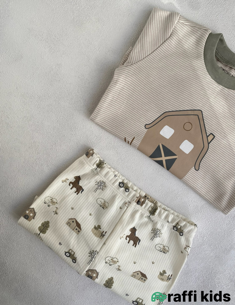 Təbiət ana 2-li dəst -Türkiyə istehsalı pambıq uşaq geyimi|Raffi Kids
