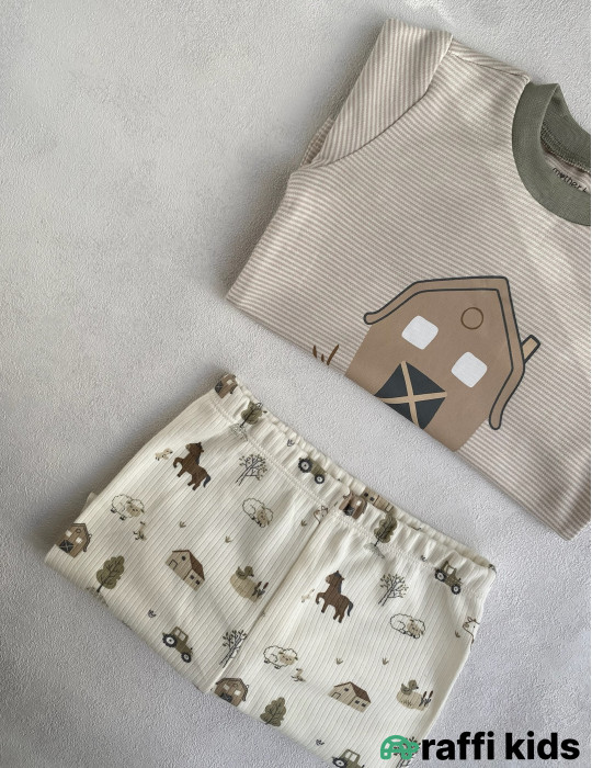 Təbiət ana 2-li dəst -Türkiyə istehsalı pambıq uşaq geyimi|Raffi Kids