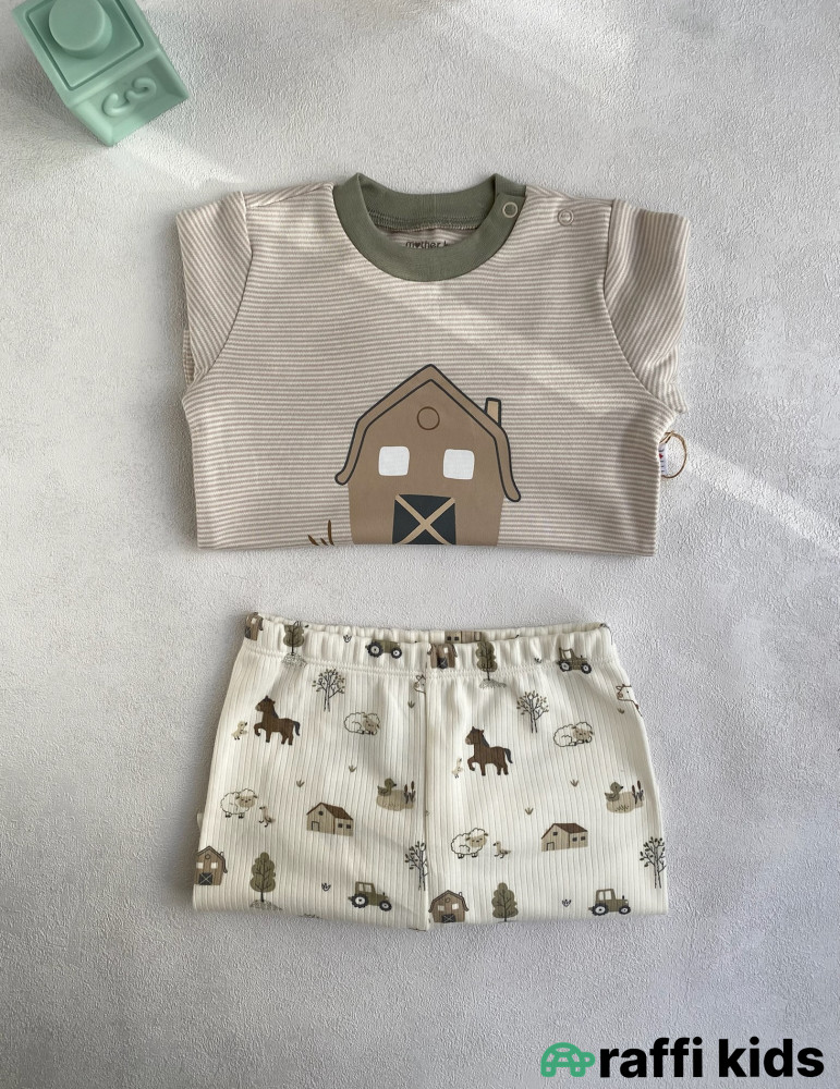 Təbiət ana 2-li dəst -Türkiyə istehsalı pambıq uşaq geyimi|Raffi Kids