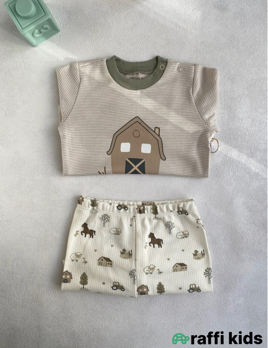 Təbiət ana 2-li dəst -Türkiyə istehsalı pambıq uşaq geyimi|Raffi Kids