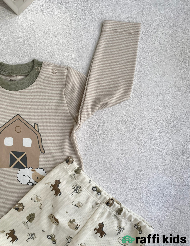 Təbiət ana 2-li dəst -Türkiyə istehsalı pambıq uşaq geyimi|Raffi Kids