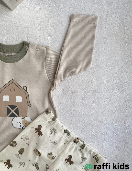 Təbiət ana 2-li dəst -Türkiyə istehsalı pambıq uşaq geyimi|Raffi Kids