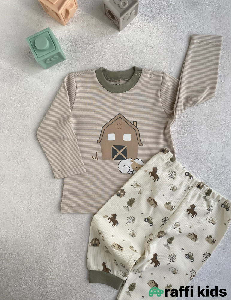 Təbiət ana 2-li dəst -Türkiyə istehsalı pambıq uşaq geyimi|Raffi Kids