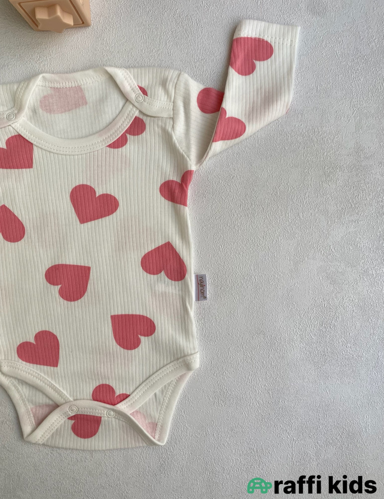 Uzunqol ürəklər body -Türkiyə istehsalı pambıq uşaq geyimi|Raffi Kids