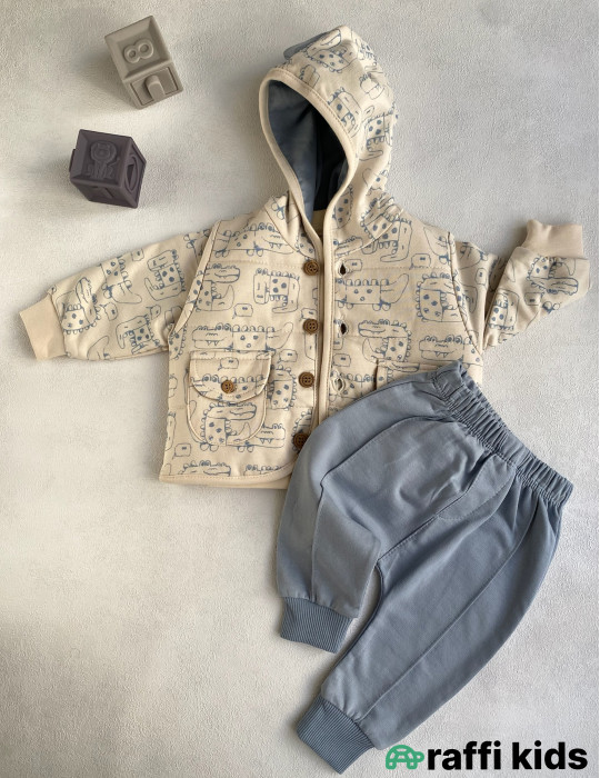 Riga gəzintisi 3-lü dəst  -Türkiyə istehsalı pambıq uşaq geyimi|Raffi Kids