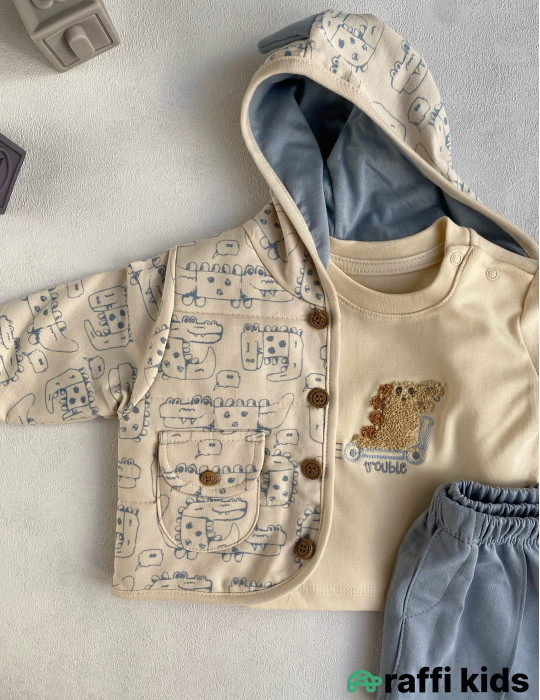 Riga gəzintisi 3-lü dəst  -Türkiyə istehsalı pambıq uşaq geyimi|Raffi Kids