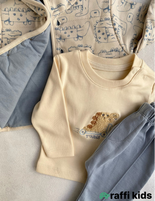 Riga gəzintisi 3-lü dəst  -Türkiyə istehsalı pambıq uşaq geyimi|Raffi Kids