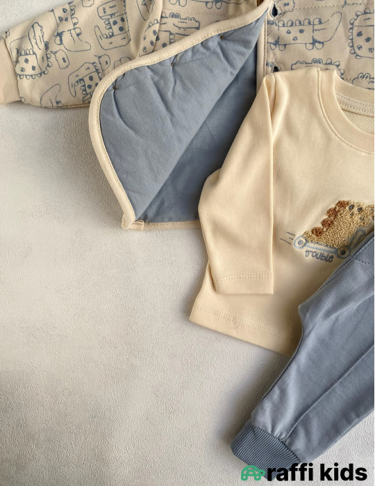 Riga gəzintisi 3-lü dəst  -Türkiyə istehsalı pambıq uşaq geyimi|Raffi Kids