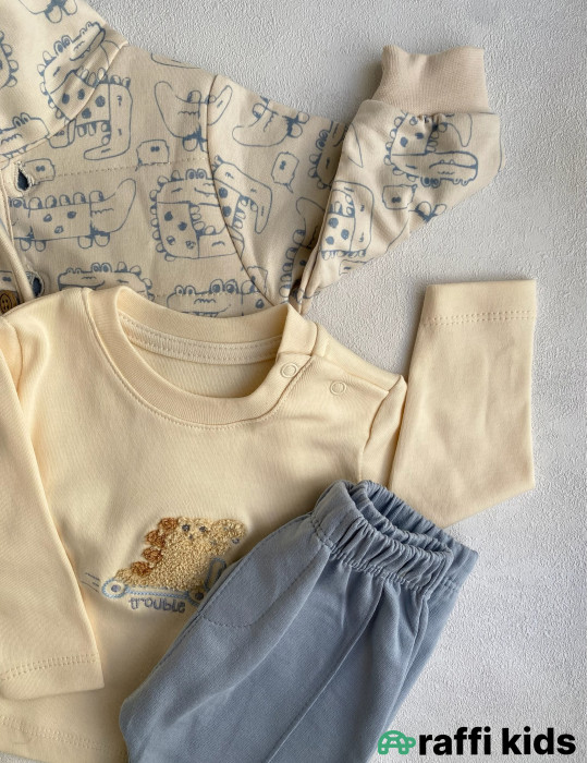 Riga gəzintisi 3-lü dəst  -Türkiyə istehsalı pambıq uşaq geyimi|Raffi Kids