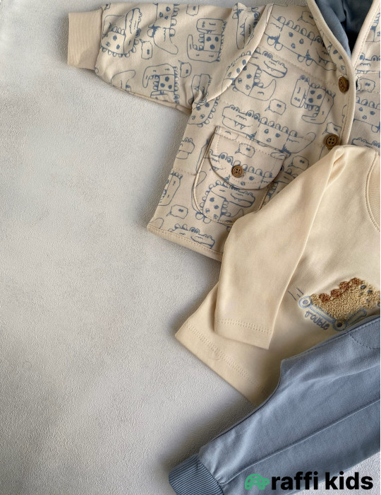 Riga gəzintisi 3-lü dəst  -Türkiyə istehsalı pambıq uşaq geyimi|Raffi Kids