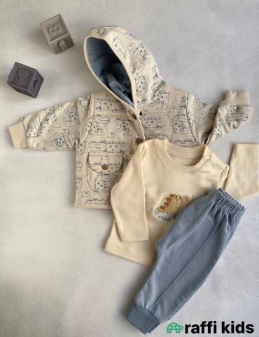 Riga gəzintisi 3-lü dəst  -Türkiyə istehsalı pambıq uşaq geyimi|Raffi Kids 2