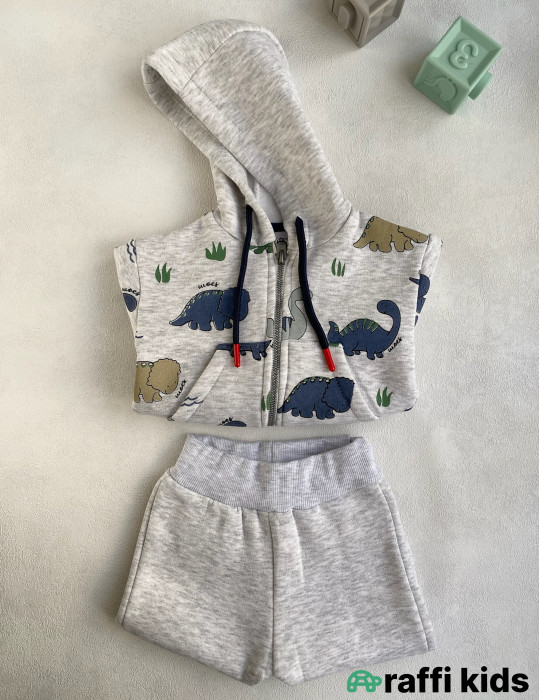 Triceratops 2-li dest -Türkiyə istehsalı pambıq uşaq geyimi|Raffi Kids