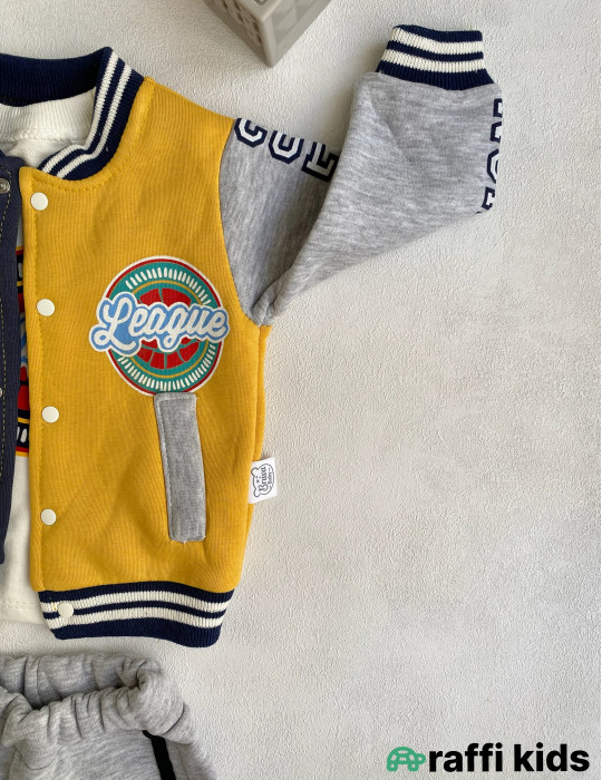 Boston leage 3-lü dəst -Türkiyə istehsalı pambıq uşaq geyimi|Raffi Kids