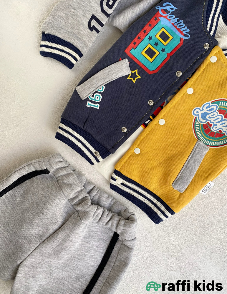 Boston leage 3-lü dəst -Türkiyə istehsalı pambıq uşaq geyimi|Raffi Kids