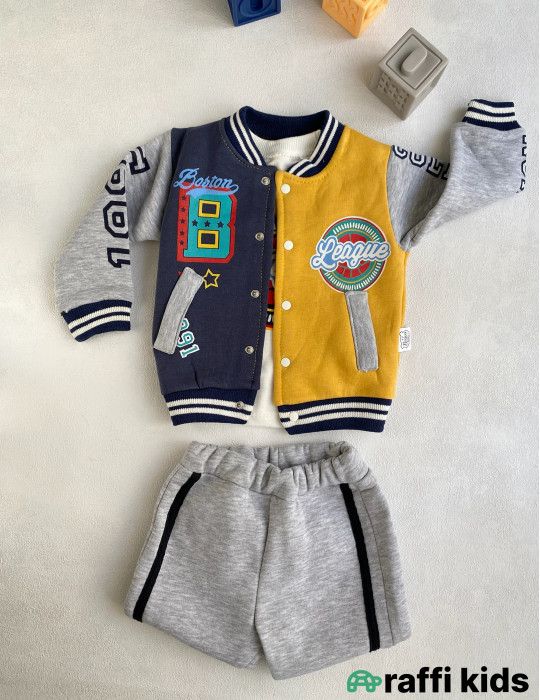 Boston leage 3-lü dəst -Türkiyə istehsalı pambıq uşaq geyimi|Raffi Kids