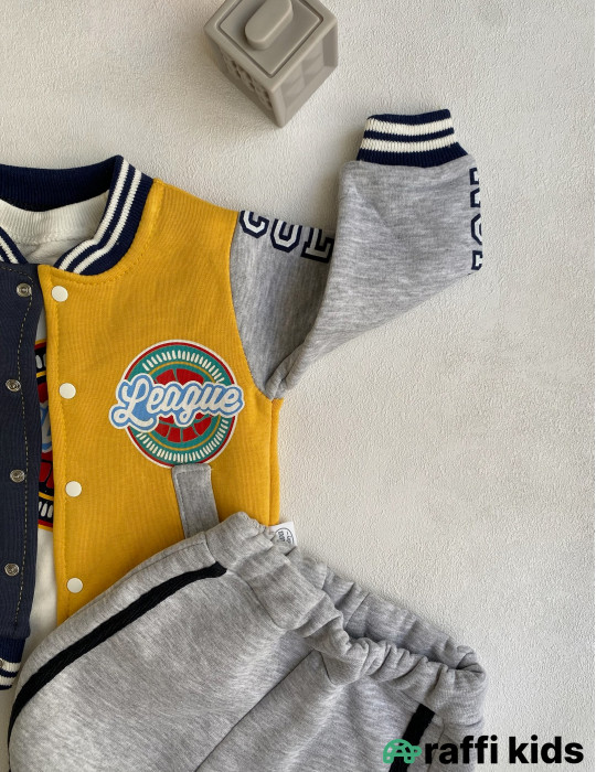 Boston leage 3-lü dəst -Türkiyə istehsalı pambıq uşaq geyimi|Raffi Kids