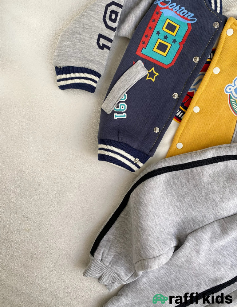 Boston leage 3-lü dəst -Türkiyə istehsalı pambıq uşaq geyimi|Raffi Kids