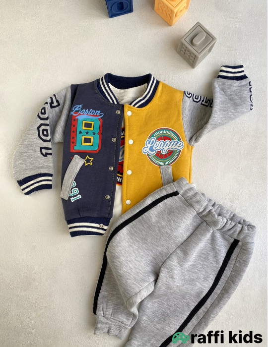 Boston leage 3-lü dəst -Türkiyə istehsalı pambıq uşaq geyimi|Raffi Kids