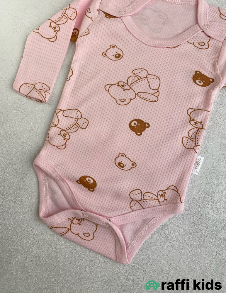 Uzunqol çəhrayə teddy body -Türkiyə istehsalı pambıq uşaq geyimi|Raffi Kids