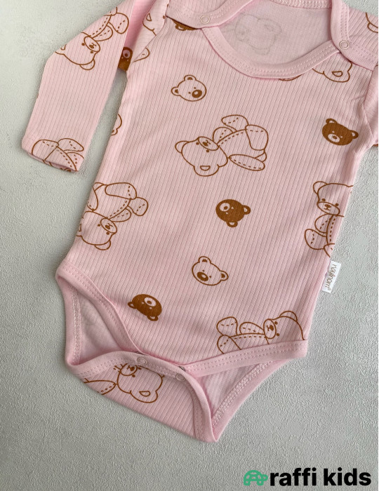 Uzunqol çəhrayə teddy body -Türkiyə istehsalı pambıq uşaq geyimi|Raffi Kids