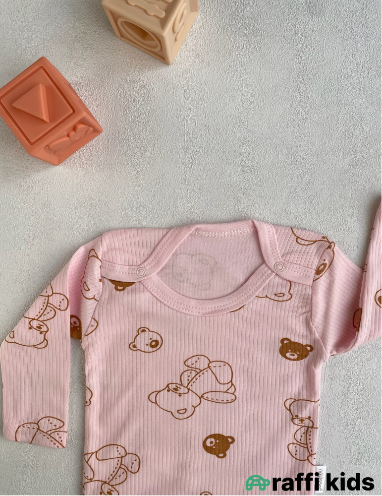 Uzunqol çəhrayə teddy body -Türkiyə istehsalı pambıq uşaq geyimi|Raffi Kids