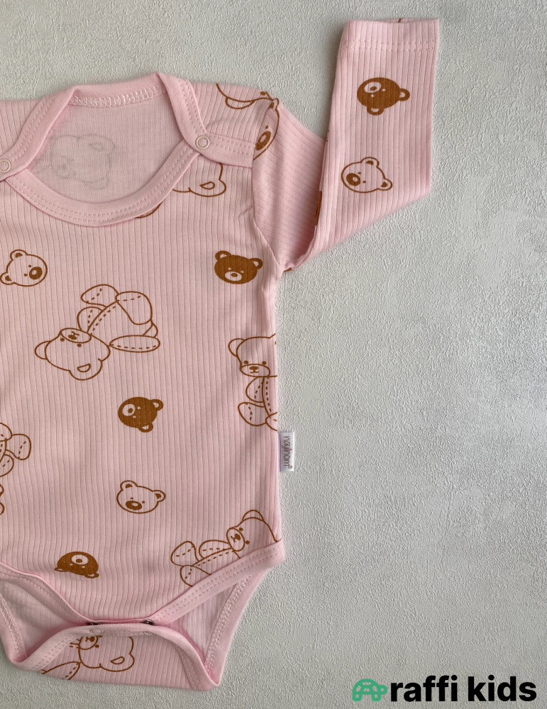 Uzunqol çəhrayə teddy body -Türkiyə istehsalı pambıq uşaq geyimi|Raffi Kids