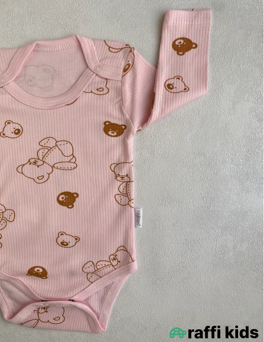 Uzunqol çəhrayə teddy body -Türkiyə istehsalı pambıq uşaq geyimi|Raffi Kids