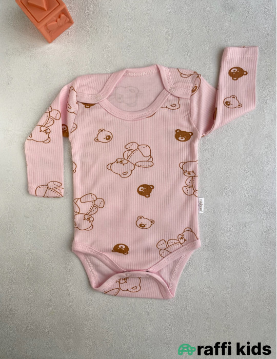 Uzunqol çəhrayə teddy body -Türkiyə istehsalı pambıq uşaq geyimi|Raffi Kids