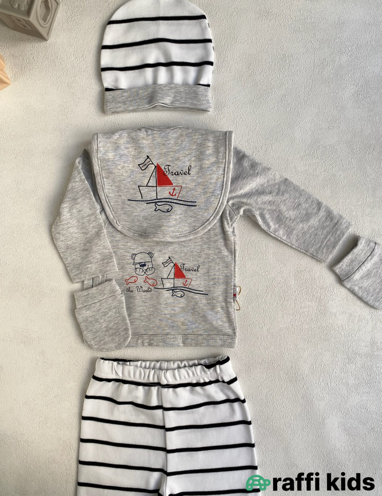 Balaca dənizçi 5-li dəst -Türkiyə istehsalı pambıq uşaq geyimi|Raffi Kids