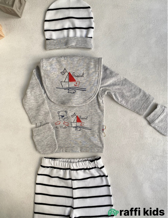 Balaca dənizçi 5-li dəst -Türkiyə istehsalı pambıq uşaq geyimi|Raffi Kids
