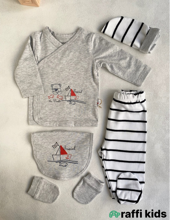 Balaca dənizçi 5-li dəst -Türkiyə istehsalı pambıq uşaq geyimi|Raffi Kids