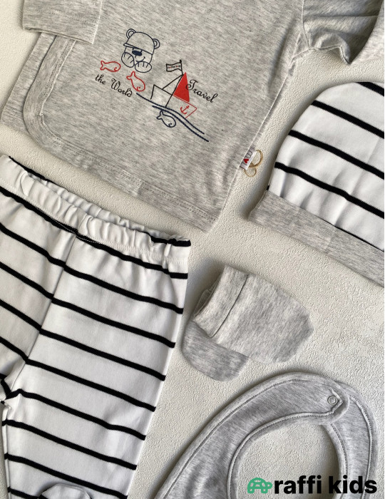 Balaca dənizçi 5-li dəst -Türkiyə istehsalı pambıq uşaq geyimi|Raffi Kids