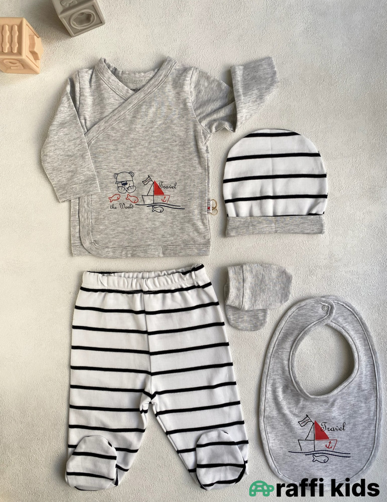 Balaca dənizçi 5-li dəst -Türkiyə istehsalı pambıq uşaq geyimi|Raffi Kids