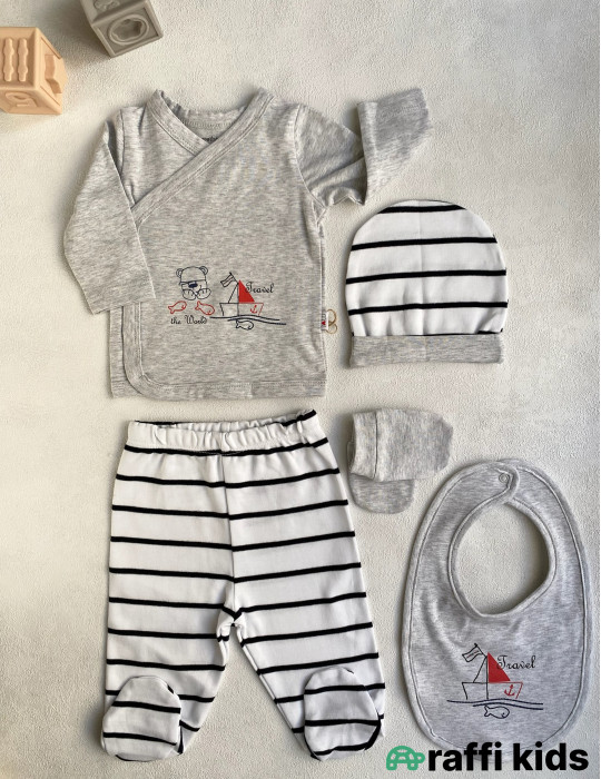 Balaca dənizçi 5-li dəst -Türkiyə istehsalı pambıq uşaq geyimi|Raffi Kids